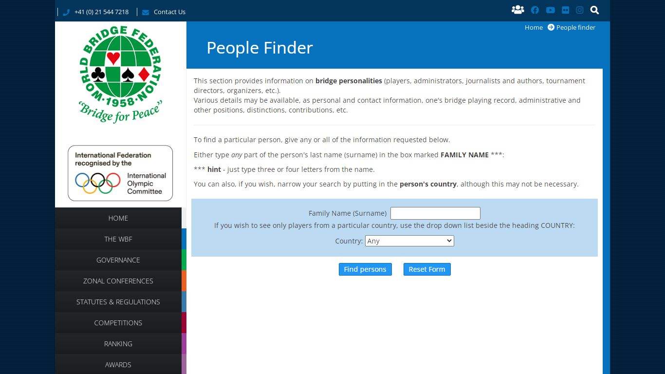 People Finder | World Bridge Federation
